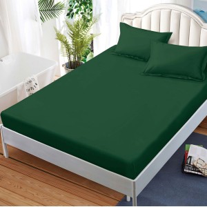 Cearsaf cu elastic, FINET, 180x200cm, 2 fete de perne 50x70cm, Verde smarald