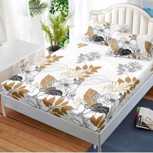 Cearsaf cu elastic, FINET, 180x200cm, 2 fete de perne 50x70cm, Maro, frunze Cearsaf cu elastic, FINET, 180x200cm, 2 fete de perne 50x70cm, Maro, frunze