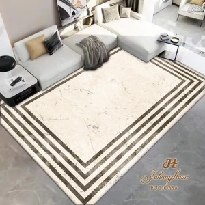 Covor 80x150cm pentru Dormitor si Living, Crem - Gri Covor 80x150cm pentru Dormitor si Living, Crem - Gri