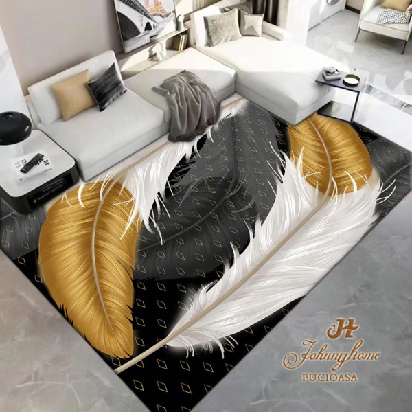 Covor 100x200cm pentru Dormitor si Living, Negru - Alb [1]