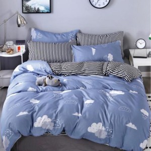 Lenjerie pat dublu (140x200cm, 160x200cm, 180x200cm), bumbac satinat, cearsaf clasic, 4 piese,  Gri, norisori Lenjerie pat dublu (140x200cm, 160x200cm, 180x200cm), bumbac satinat, cearsaf clasic, 4 piese,  Gri, norisori