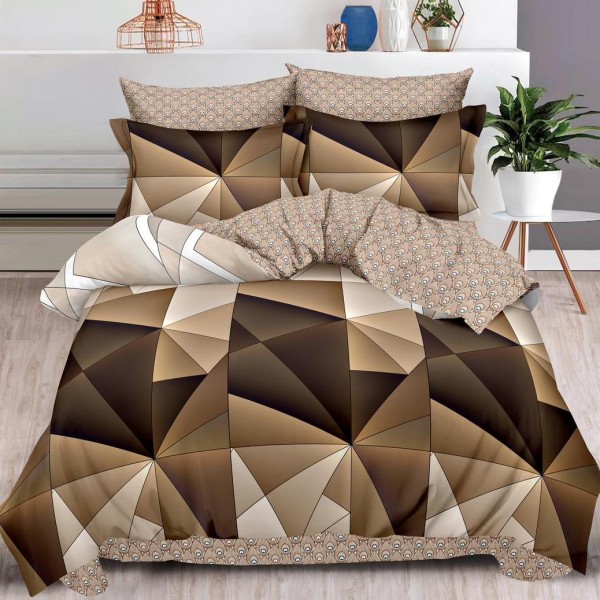 Lenjerie pat dublu (140x200cm, 160x200cm, 180x200cm),  FINET, 6 piese, Maro, forme geometrice [1]