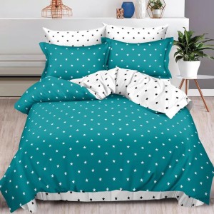 Lenjerie pat dublu (160x200cm, 180x200cm),  FINET, 6 piese, cu ELASTIC, Turquoise, buline