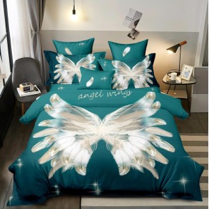 Lenjerie pat dublu, FINET, 6 piese, IDENTICA CU POZA, Verde, aripi de inger Lenjerie pat dublu, FINET, 6 piese, IDENTICA CU POZA, Verde, aripi de inger