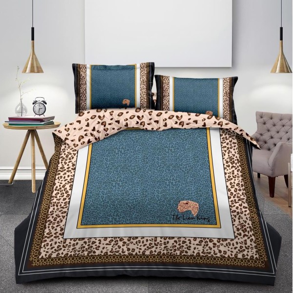 Lenjerie pat dublu,  FINET, 6 piese, IDENTICA CU POZA, Maro, animal print [1]