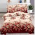 Lenjerie pat dublu, Finet, 6 piese, Bej-Rosu, flori [14]