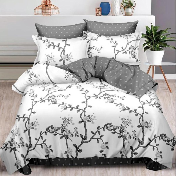 Lenjerie pat dublu (140x200cm, 160x200cm, 180x200cm),  FINET, 6 piese, Gri, crengute [1]