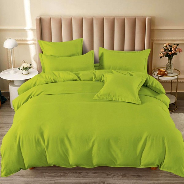 Lenjerie pat dublu (160x200cm, 180x200cm),  FINET, 6 piese, cu ELASTIC, Verde [1]