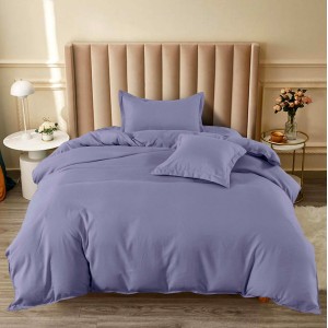 Lenjerie pat 140x200cm, BUMBAC FINET, 4 piese, cu ELASTIC, Indigo