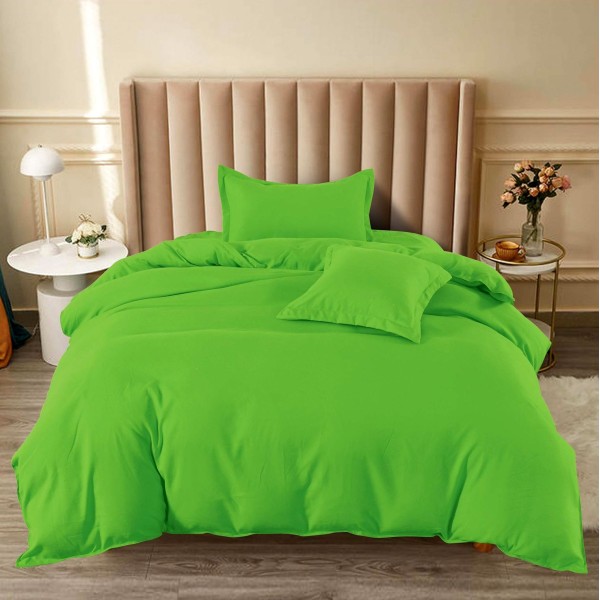 Lenjerie pat 140x200cm, BUMBAC FINET, 4 piese, cu ELASTIC, Verde intens [1]