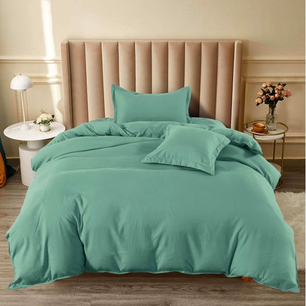 Lenjerie pat 140x200cm, BUMBAC FINET, 4 piese, cu ELASTIC, Verde menta [1]