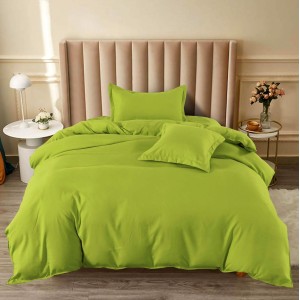 Lenjerie pat 140x200cm, BUMBAC FINET, 4 piese, cu ELASTIC, Verde Lenjerie pat 140x200cm, BUMBAC FINET, 4 piese, cu ELASTIC, Verde