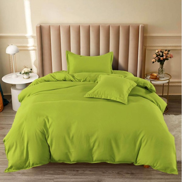 Lenjerie pat 140x200cm, BUMBAC FINET, 4 piese, cu ELASTIC, Verde [1]