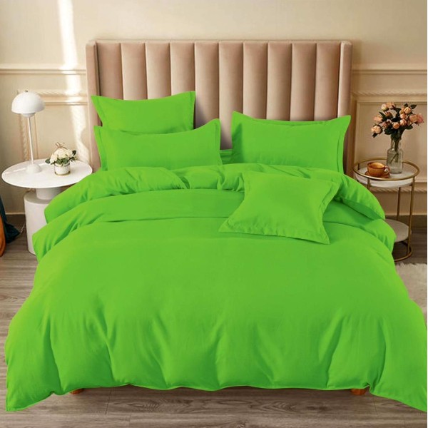 Lenjerie pat dublu (160x200cm, 180x200cm),  FINET, 6 piese, cu ELASTIC, Verde intens [1]