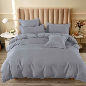 Lenjerie pat dublu (160x200cm, 180x200cm),  FINET, 6 piese, cu ELASTIC, Gri