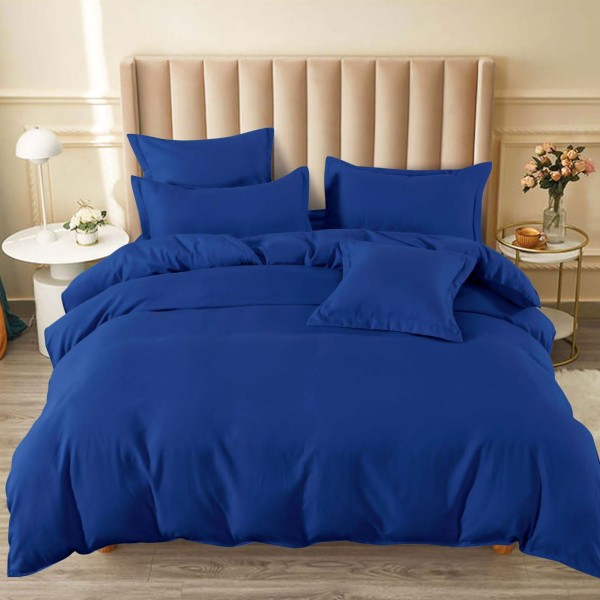 Lenjerie pat dublu (160x200cm, 180x200cm),  FINET, 6 piese, cu ELASTIC, Albastru intens [1]