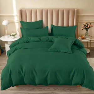 Lenjerie pat dublu cu ELASTIC, Finet, 6 piese, Verde smarald