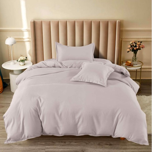 Lenjerie pat 140x200cm, BUMBAC FINET, 4 piese, cu ELASTIC, Gri [1]
