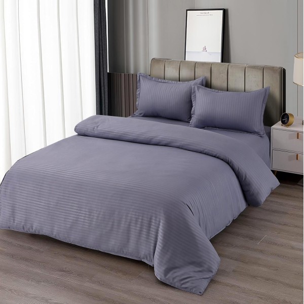 Lenjerie HoReCa, pat dublu, Damasc Finetat Deluxe, 4 piese, Gri [1]