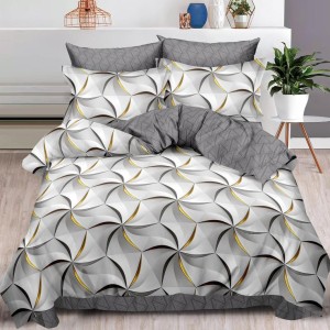 Lenjerie pat dublu, Finet, 6 piese, Gri, abstract Lenjerie pat dublu, Finet, 6 piese, Gri, abstract