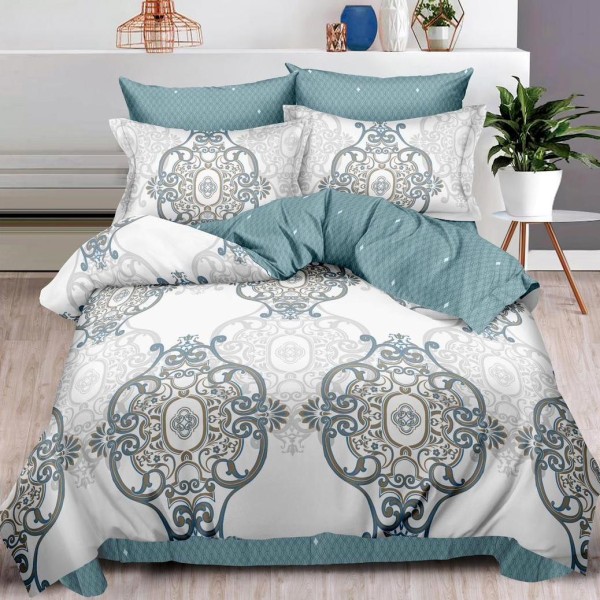 Lenjerie pat dublu (140x200cm, 160x200cm, 180x200cm),  FINET, 6 piese, Gri, oriental [1]