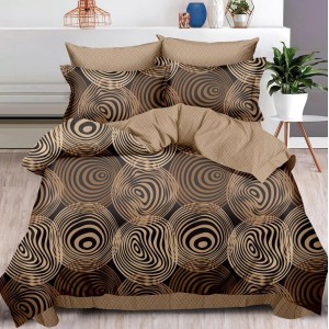 Lenjerie pat dublu (140x200cm, 160x200cm, 180x200cm),  FINET, 6 piese, Maro, abstract