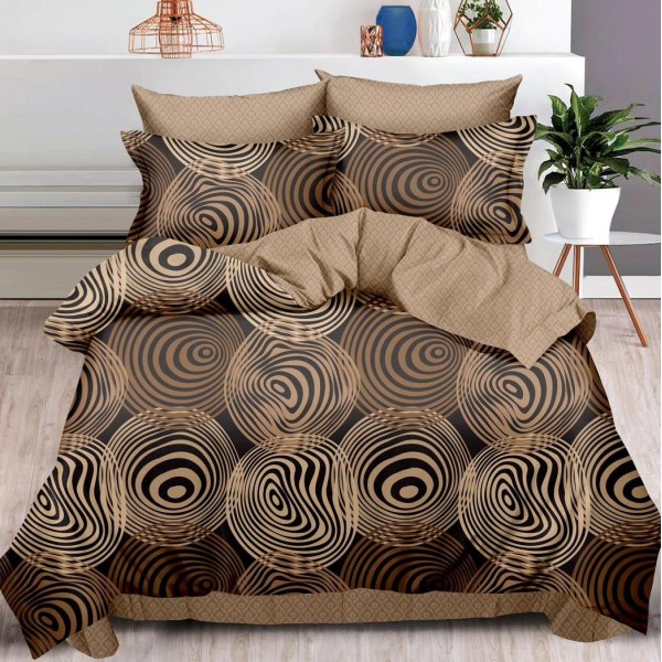 Lenjerie pat dublu (140x200cm, 160x200cm, 180x200cm),  FINET, 6 piese, Maro, abstract [1]