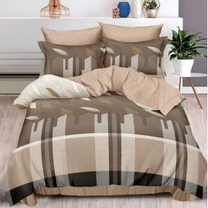 Lenjerie pat dublu, Finet, 6 piese, Maro, dungi