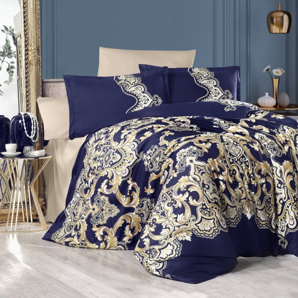 Lenjerie de pat matrimonial, 4 piese, Bumbac 100% Satin Deluxe Artesa V2 [1]
