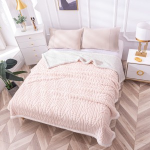 Patura CoCoLiNo Sherpa cu blanita, tip Tricotaj impletit, 200x230cm, Crem