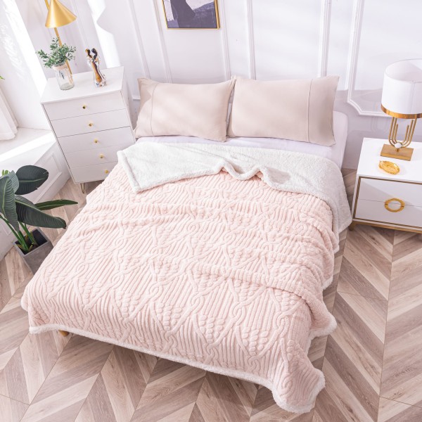 Patura CoCoLiNo Sherpa cu blanita, tip Tricotaj impletit, 200x230cm, Crem [1]
