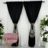 Set 2 Draperii Elite, Satinata, Texturata, Negru cu Auriu, 140cm latime x 260cm inaltime, cu tiv lat pt bara [6]