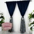 Set 2 Draperii Royal, Satinata, Texturata, Bleumarin cu Gri, 140cm latime x 260cm inaltime, cu tiv lat pt bara [4]