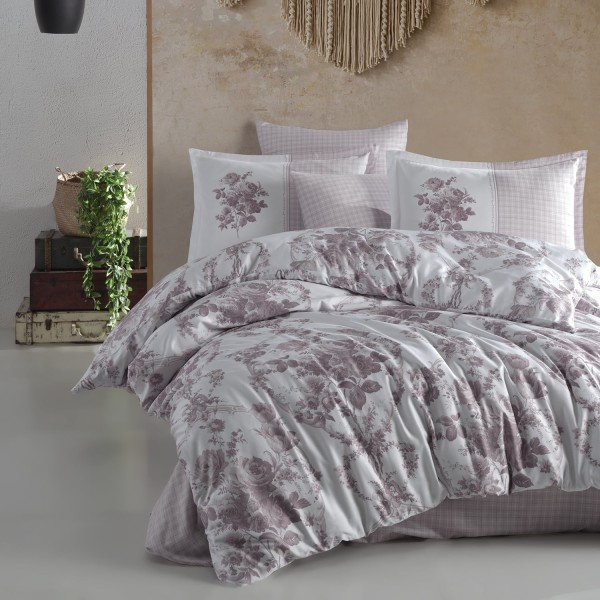 Lenjerie de pat matrimonial, 4 piese, Bumbac 100% Satin Deluxe Freda [1]