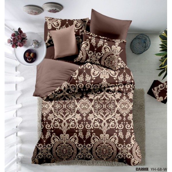 Lenjerie pat dublu, 4 piese, Bumbac 100% Poplin, Maro, Royal [1]