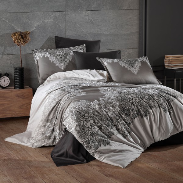 Lenjerie de pat matrimonial, 4 piese, Bumbac 100% Satin Deluxe NOLDOR [1]