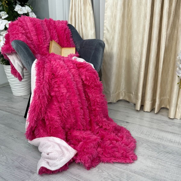 Patura Super Pufoasa CoCoLiNo, FLUFFY, cu blanita, 200x230cm, Fuchsya [1]