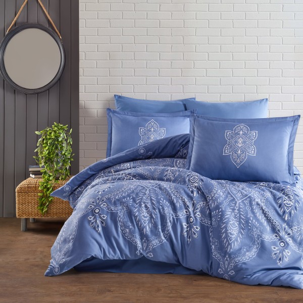 Lenjerie de pat matrimonial, 4 piese, Bumbac 100% Satin Deluxe Rovi V1 [1]