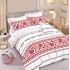 Lenjerie pat dublu cu ELASTIC, Finet, 6 piese, Alb-Rosu, model traditional [8]
