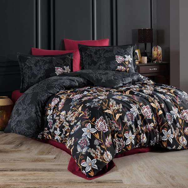 Lenjerie de pat matrimonial, 4 piese, Bumbac 100% Satin Deluxe Vilya V1 [1]