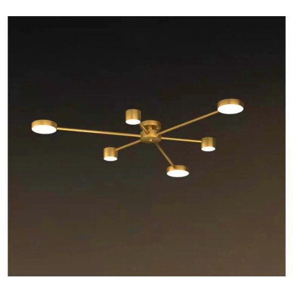 Lustra LED RFAN, Model R9029-6, Cu Telecomanda, 3 Tipuri De Lumina, Intensitate Reglabila, 72W, Auriu [1]