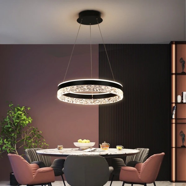 Lustra LED Tip Pendul RFAN, Model 1437BK, Cu Telecomanda, 3 Tipuri De Lumina, Inaltime Reglabila, 146W, Negru [1]