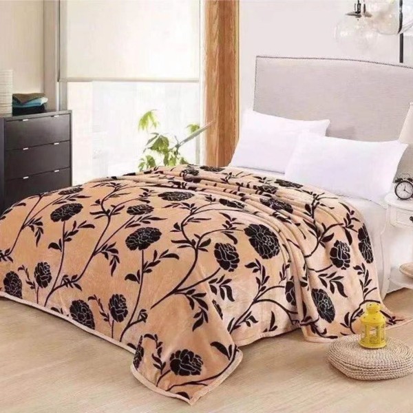 Patura pufoasa cocolino 200x230cm, 240g/mp, Bej, flori [1]