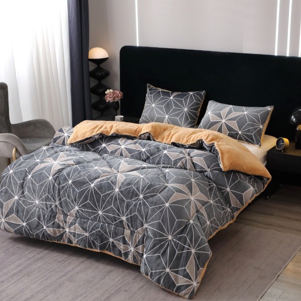  Pilota Cocolino cu blanita 200x230cm si 2 fete de perna 50x70cm, Gri, stele, forme geometrice [1]