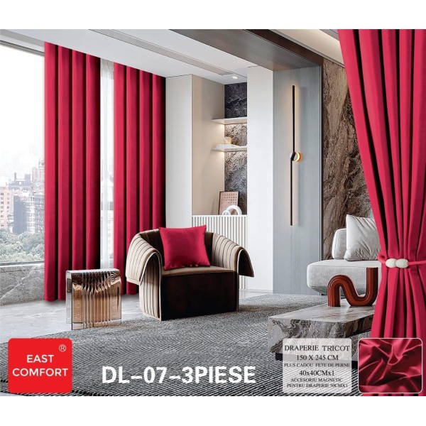 Draperie din Tercot Luxury, cu inele încastrate, East Confort,150x245cm, cu Șnur Magnetic și Față de Pernă Decorativă – Calitate Premium pentru Confortul Tău, Rosiatic [1]