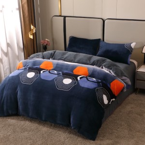 Lenjerie pat dublu, Super Pufoasa COCOLINO, 4 piese, Bleumarin, forme geometrice Lenjerie pat dublu, Super Pufoasa COCOLINO, 4 piese, Bleumarin, forme geometrice