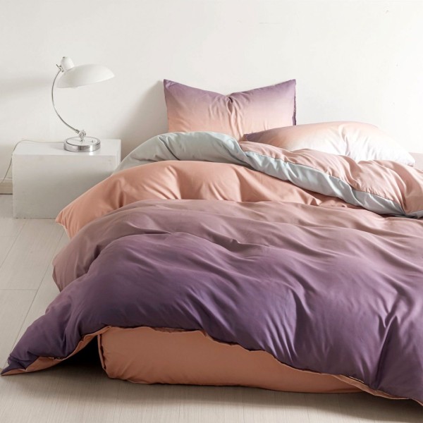 Lenjerie pat 1 PERSOANA, FINET, 4 piese, Somon-Mov [1]