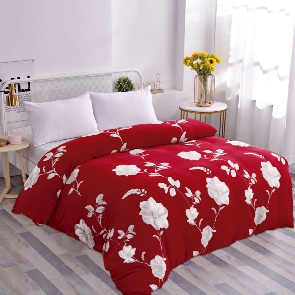 Patura pufoasa cocolino 200x230cm, 240g/mp, Rosu, flori [1]