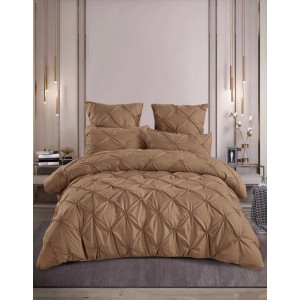 Lenjerie de Pat Premium din Finet cu Pliuri Brodate, 6 Piese, Nesifonabilă și Durabilă, Maro deschis Lenjerie de Pat Premium din Finet cu Pliuri Brodate, 6 Piese, Nesifonabilă și Durabilă, Maro deschis