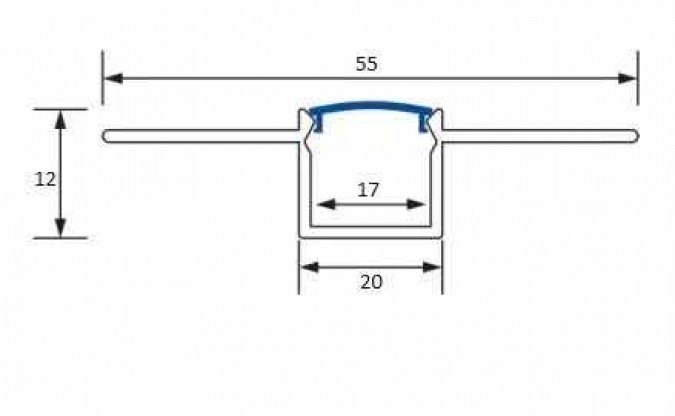 Profil LED Incastrat Pentru Finisaj Glet, Flexibil, Lungime 3m, Latime 2cm